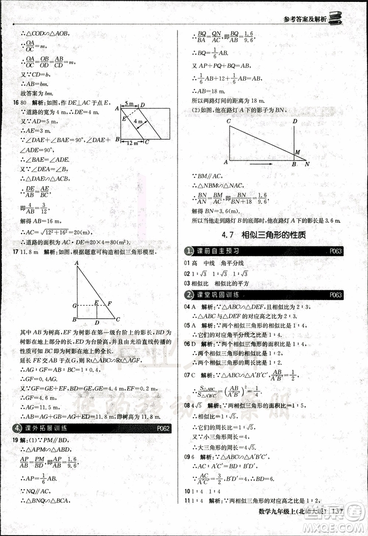 北師大版2019版1+1輕巧奪冠優(yōu)化訓(xùn)練9年級數(shù)學(xué)參考答案