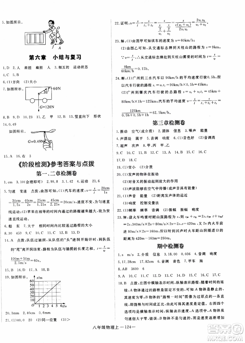 2018秋優(yōu)翼叢書學(xué)練優(yōu)物理八年級上滬科版參考答案