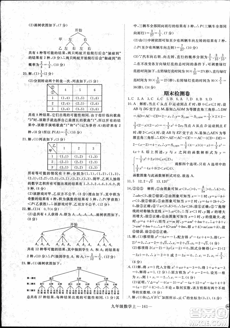 2018年優(yōu)翼叢書9787563491711學(xué)練優(yōu)數(shù)學(xué)九年級上RJ人教版安徽專用參考答案