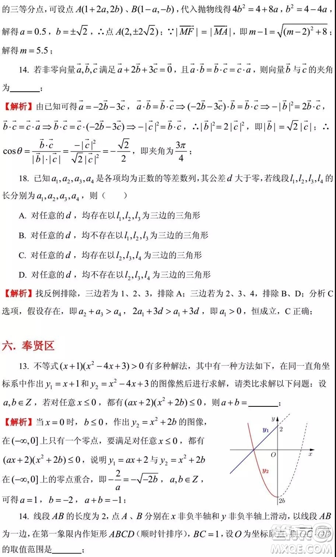 2015-2018年上海高三一模數(shù)學(xué)填選難題解析匯總