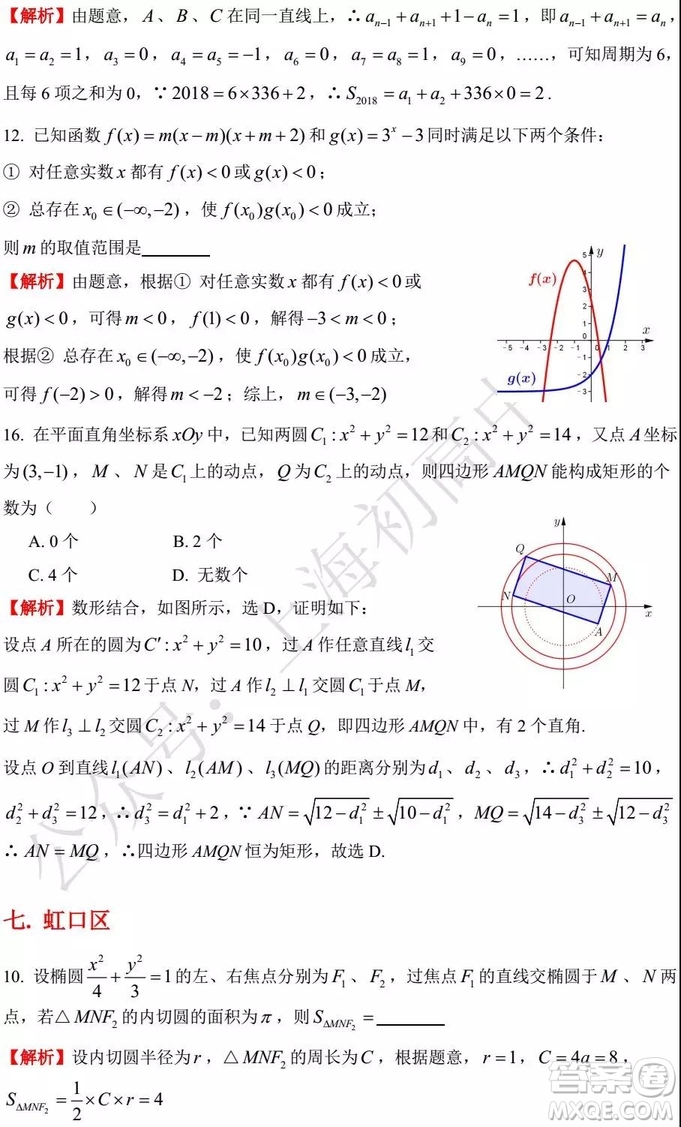 2015-2018年上海高三一模數(shù)學(xué)填選難題解析匯總