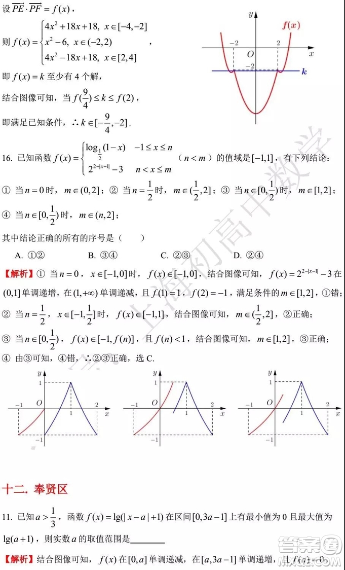 2015-2018年上海高三一模數(shù)學(xué)填選難題解析匯總