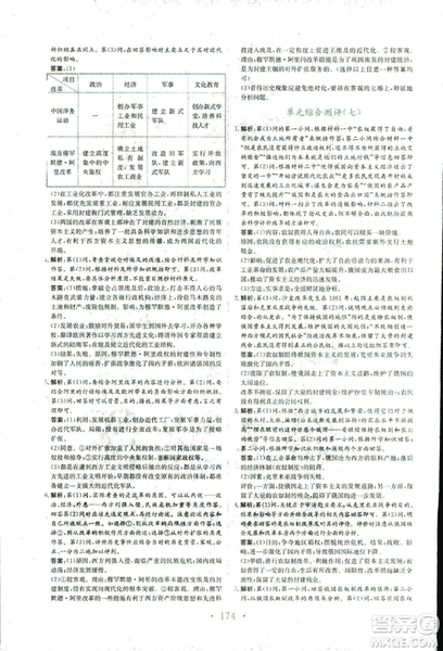 2018秋新編高中同步作業(yè)歷史選修1人教版歷史上重大改革回眸參考答案