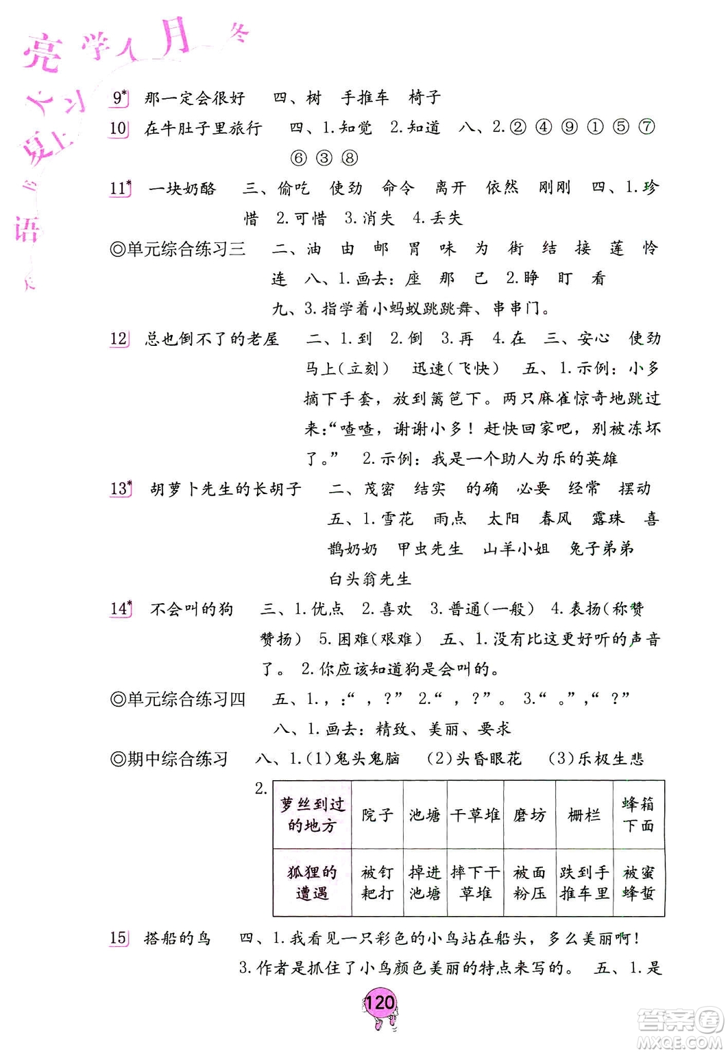 9787535076014語文學習與鞏固2018年新版人教版三年級上冊參考答案