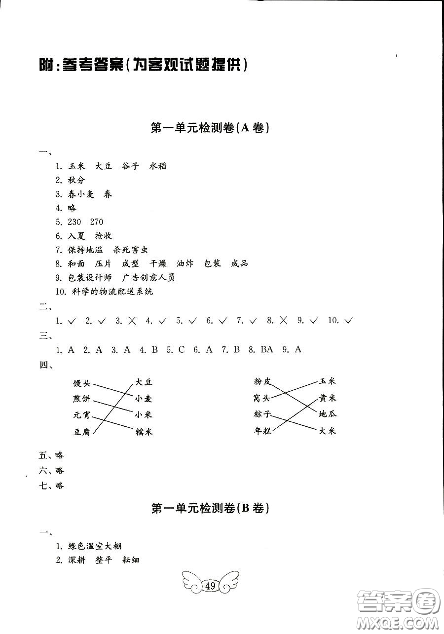 魯人版2018秋小學(xué)品德與社會(huì)五年級(jí)上冊(cè)金鑰匙試卷參考答案