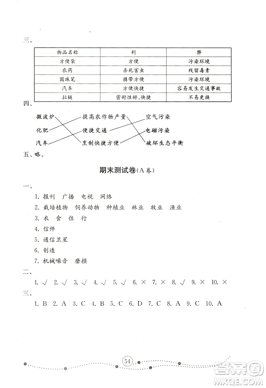 魯人版2018秋小學(xué)品德與社會(huì)五年級(jí)上冊(cè)金鑰匙試卷參考答案