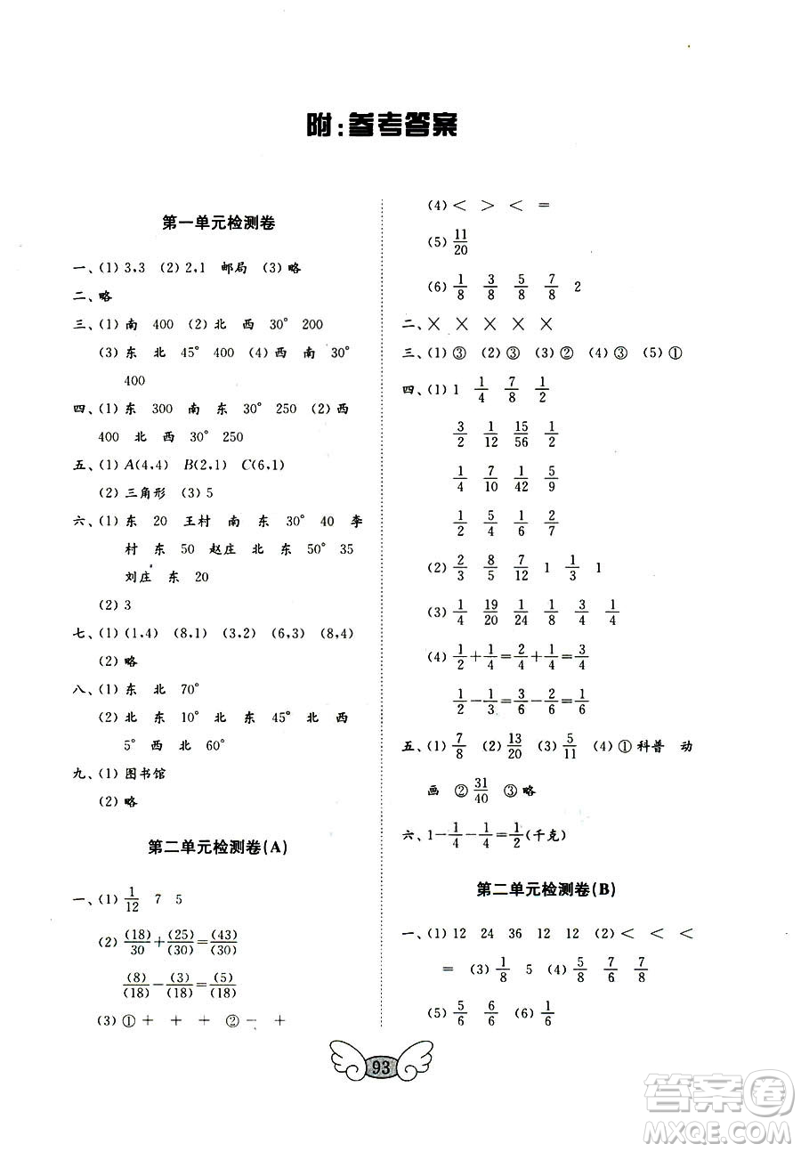 9787532855216五四制2018秋數(shù)學(xué)五年級(jí)上冊(cè)金鑰匙試卷參考答案