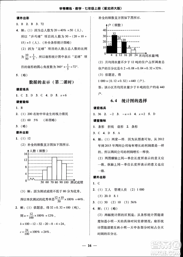 南粵學(xué)典2018年學(xué)考精練七年級數(shù)學(xué)上冊北師大版參考答案