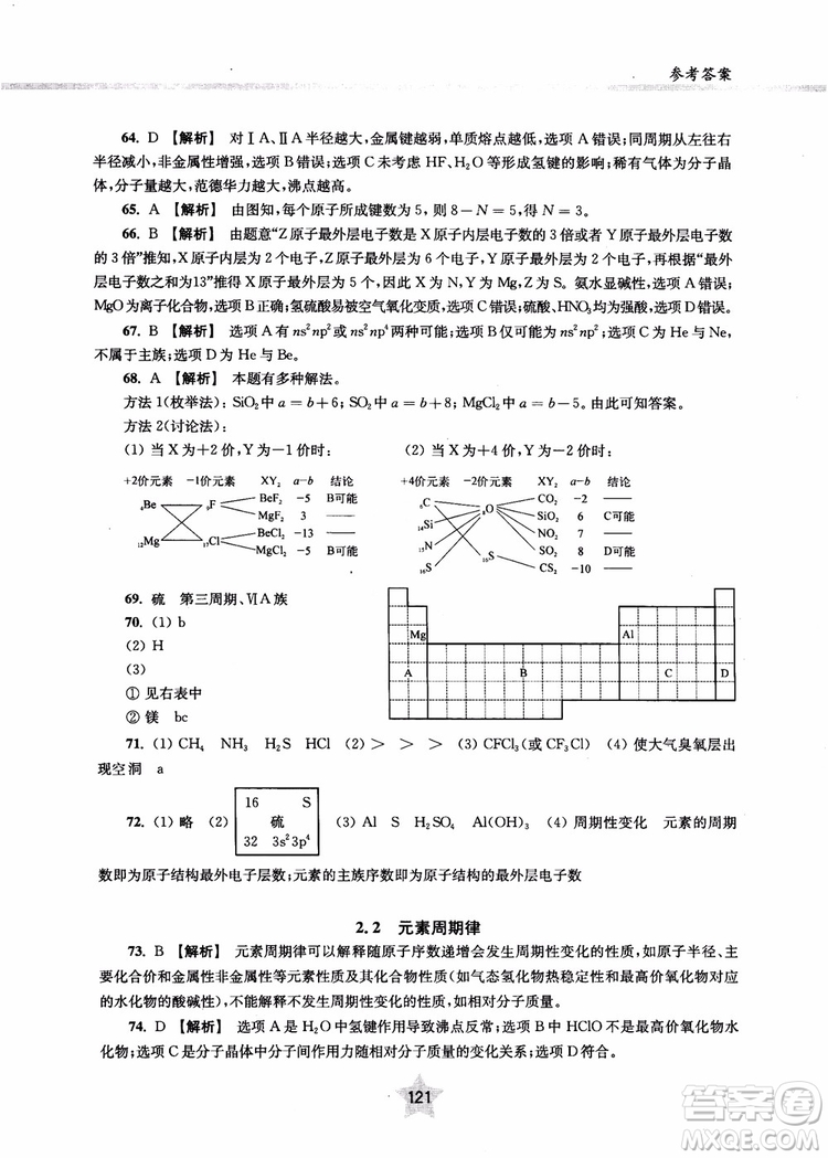 交大之星2018年直擊名校高中化學300題物質(zhì)的結構與化學基本概念參考答案