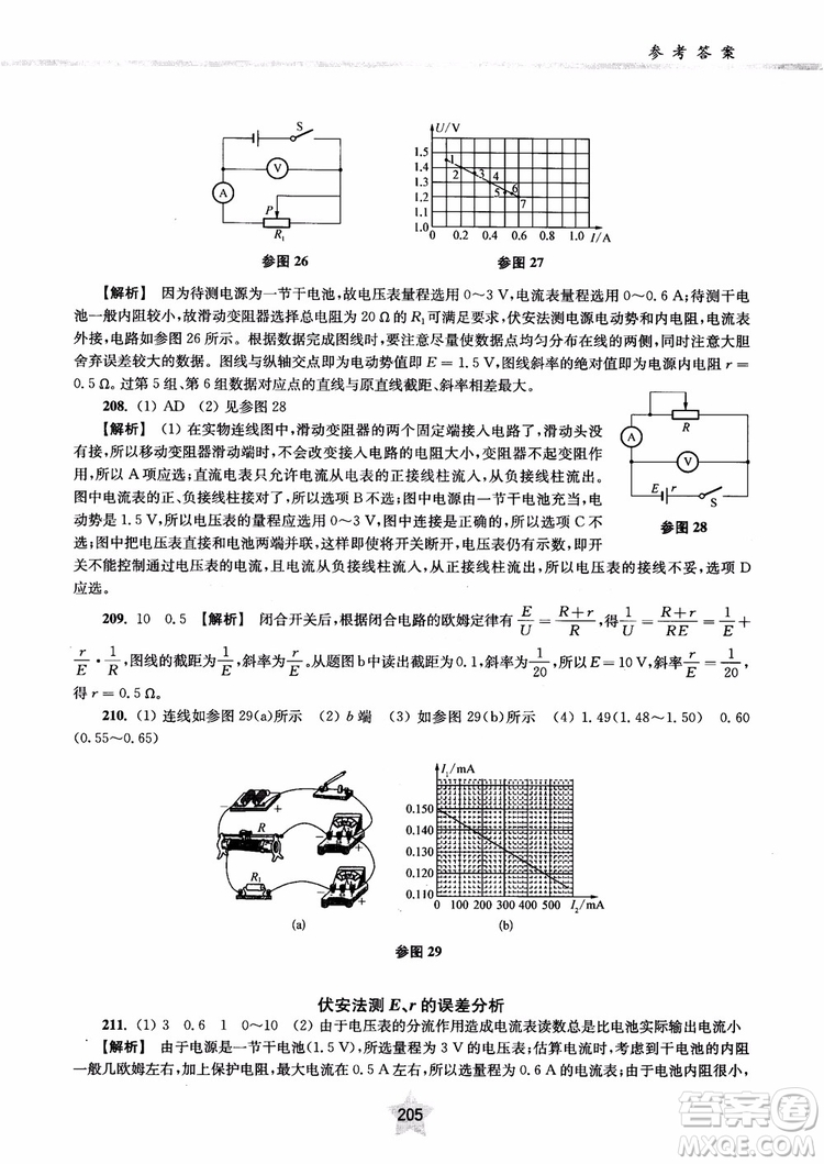 2018年直擊名校高中物理300題電學(xué)1參考答案