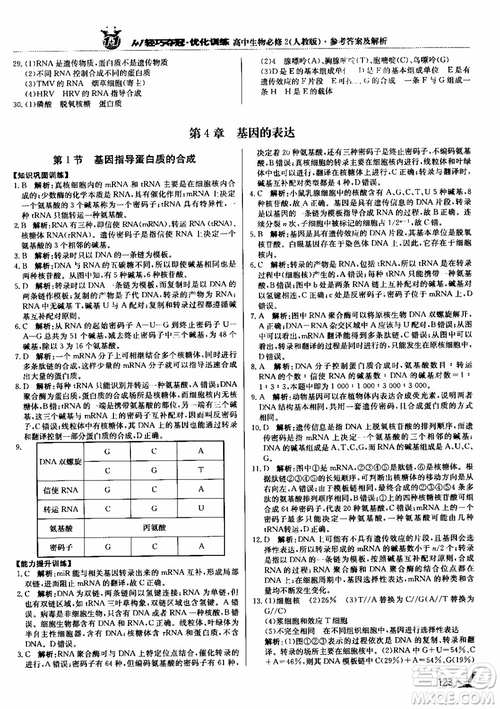 2018新版1+1輕巧奪冠優(yōu)化訓(xùn)練高中生物必修2人教版參考答案