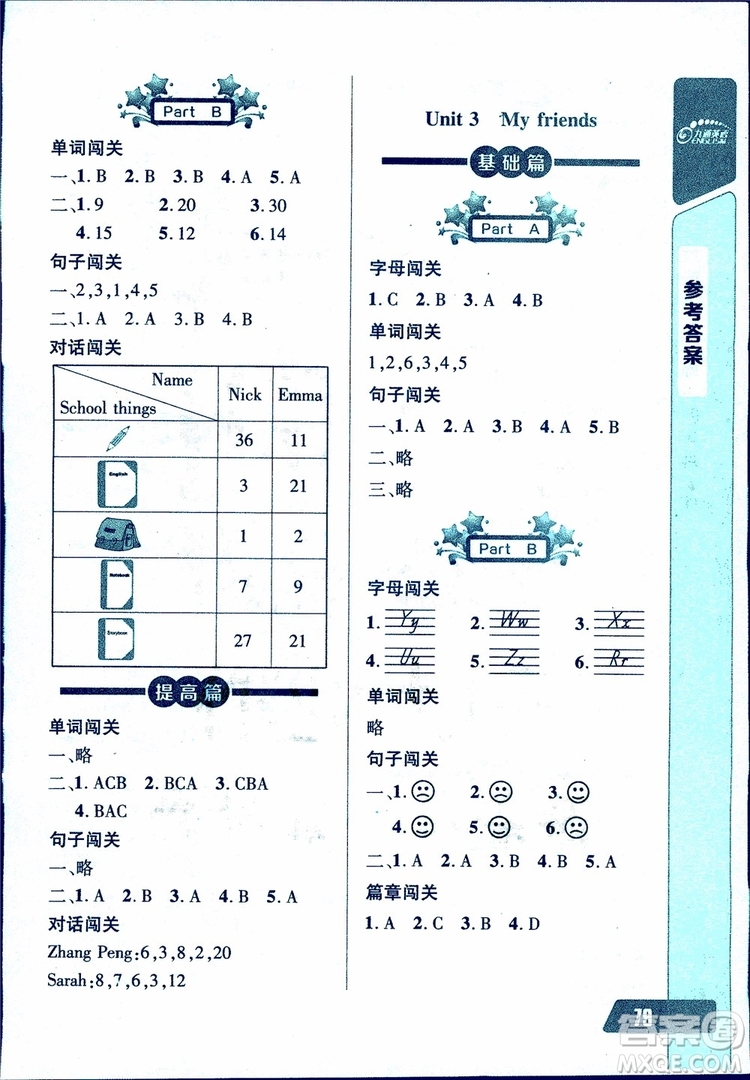 2018年小學(xué)四年級上冊長江全能學(xué)案英語聽力訓(xùn)練人教版9787540324261參考答案