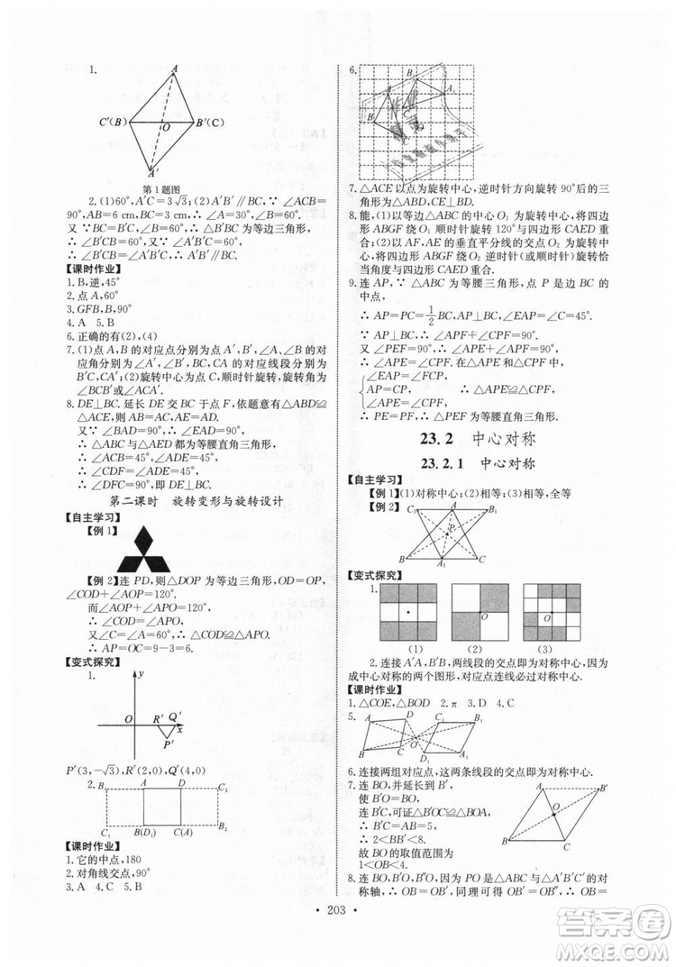 2018年長(zhǎng)江全能學(xué)案同步練習(xí)冊(cè)九年級(jí)全一冊(cè)人教版參考答案