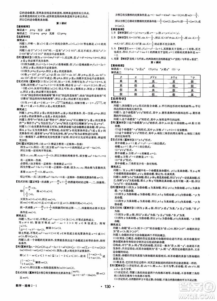 2018年系統(tǒng)集成高中新課程同步導(dǎo)學(xué)練測(cè)數(shù)學(xué)選修2-1參考答案