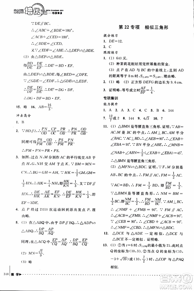 2018年尖子生培優(yōu)教材專項(xiàng)集訓(xùn)數(shù)學(xué)初中綜合版參考答案