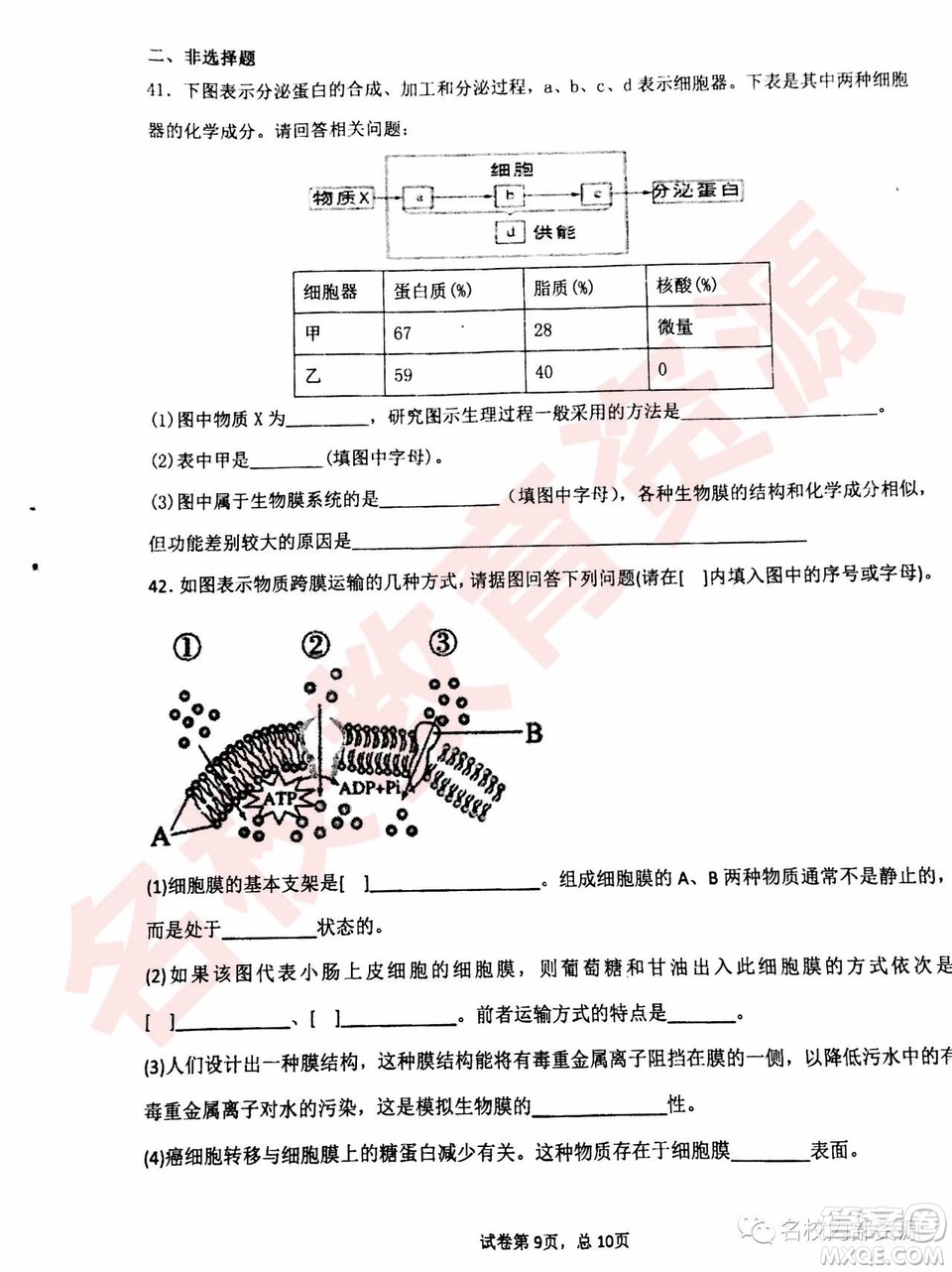 哈三中2018—2019年高一上第二次驗收考試生物試卷及答案