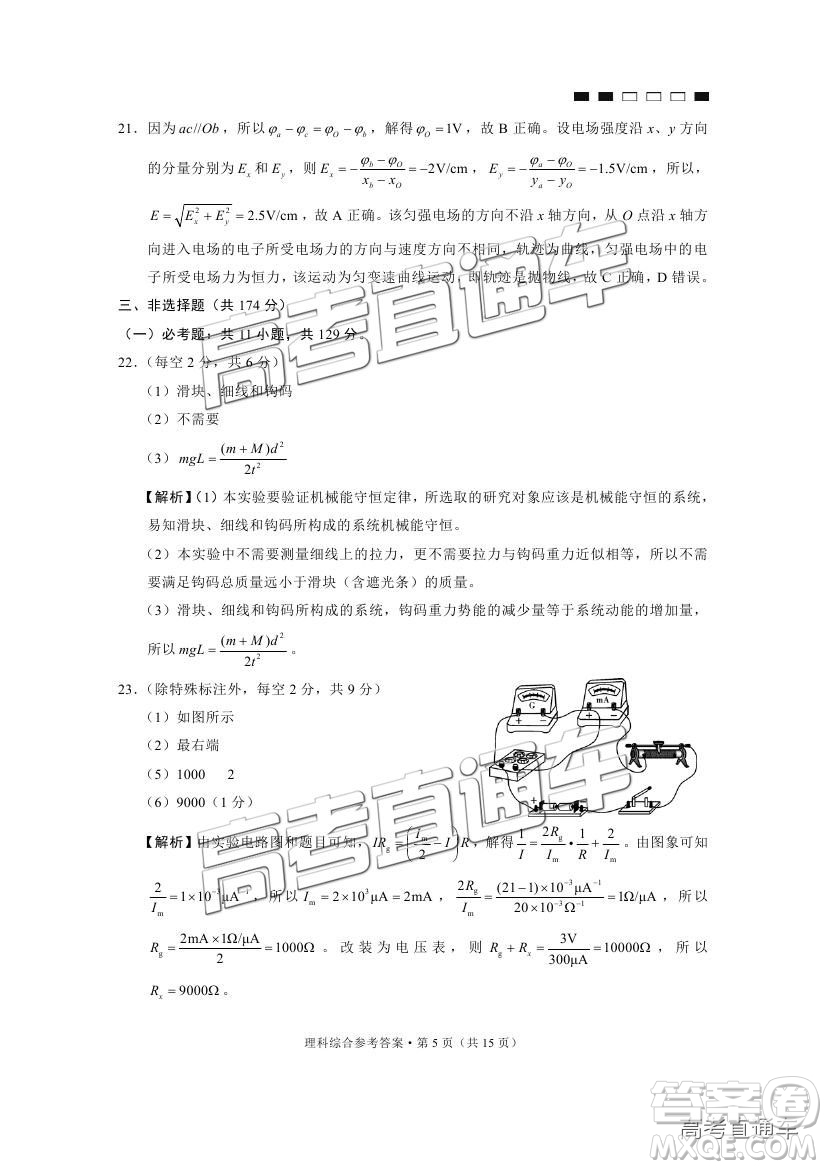 2019貴陽(yáng)一中第四次月考理綜參考答案