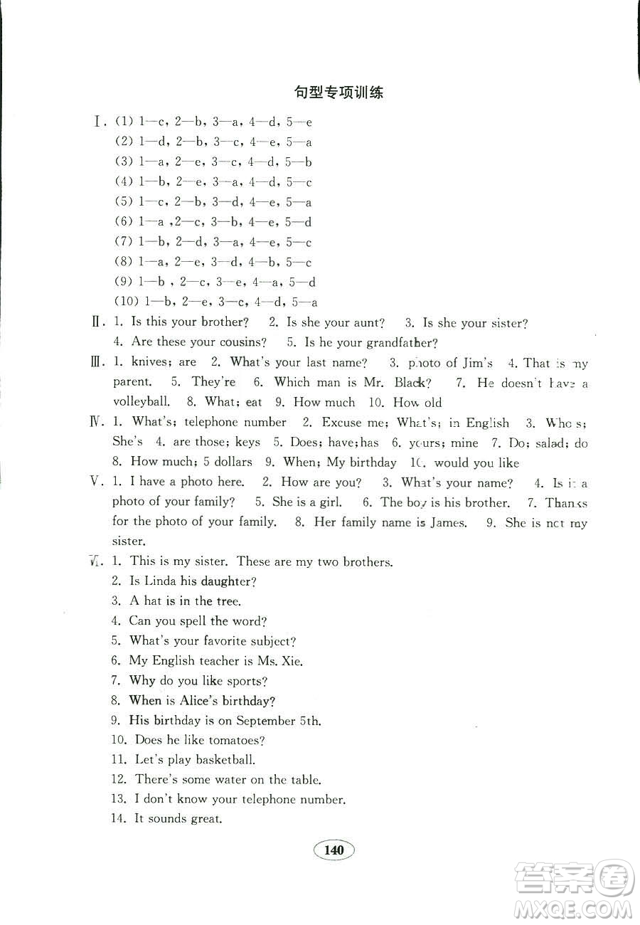 2018秋金鑰匙試卷英語新目標(biāo)人教版七年級(jí)上冊(cè)9787532872855參考答案