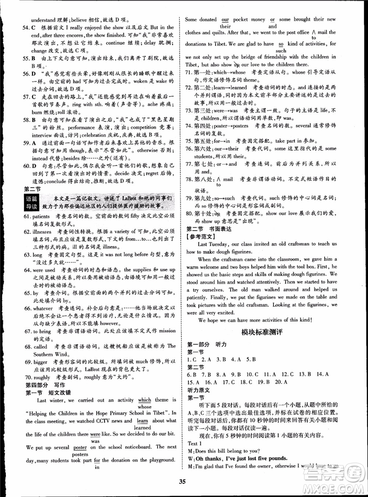 2018年王后雄設(shè)計(jì)狀元橋優(yōu)質(zhì)課堂高中英語必修5人教版參考答案