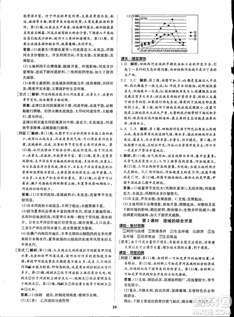 2018年?duì)钤獦騼?yōu)質(zhì)課堂地理必修3人教版學(xué)生用書參考答案