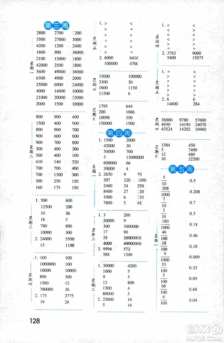 2018年口算達人數(shù)學五年級上冊江蘇國際版參考答案