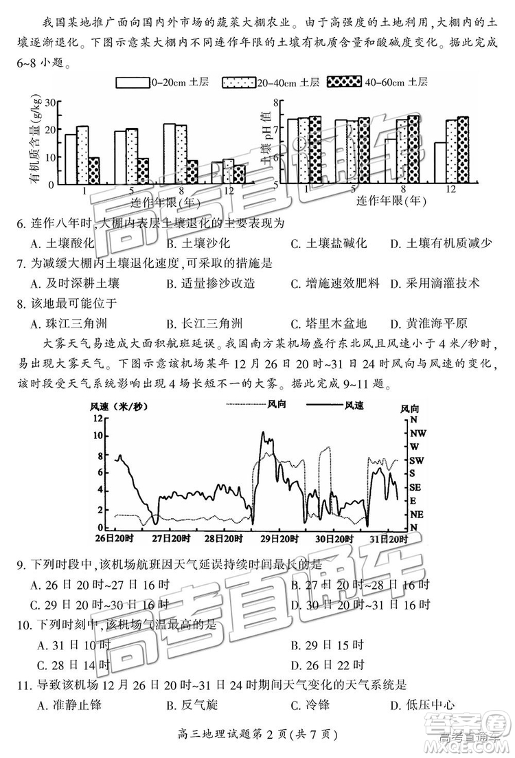 2019屆湖南省郴州市高三第一次質(zhì)量檢測(cè)文綜試題及參考答案