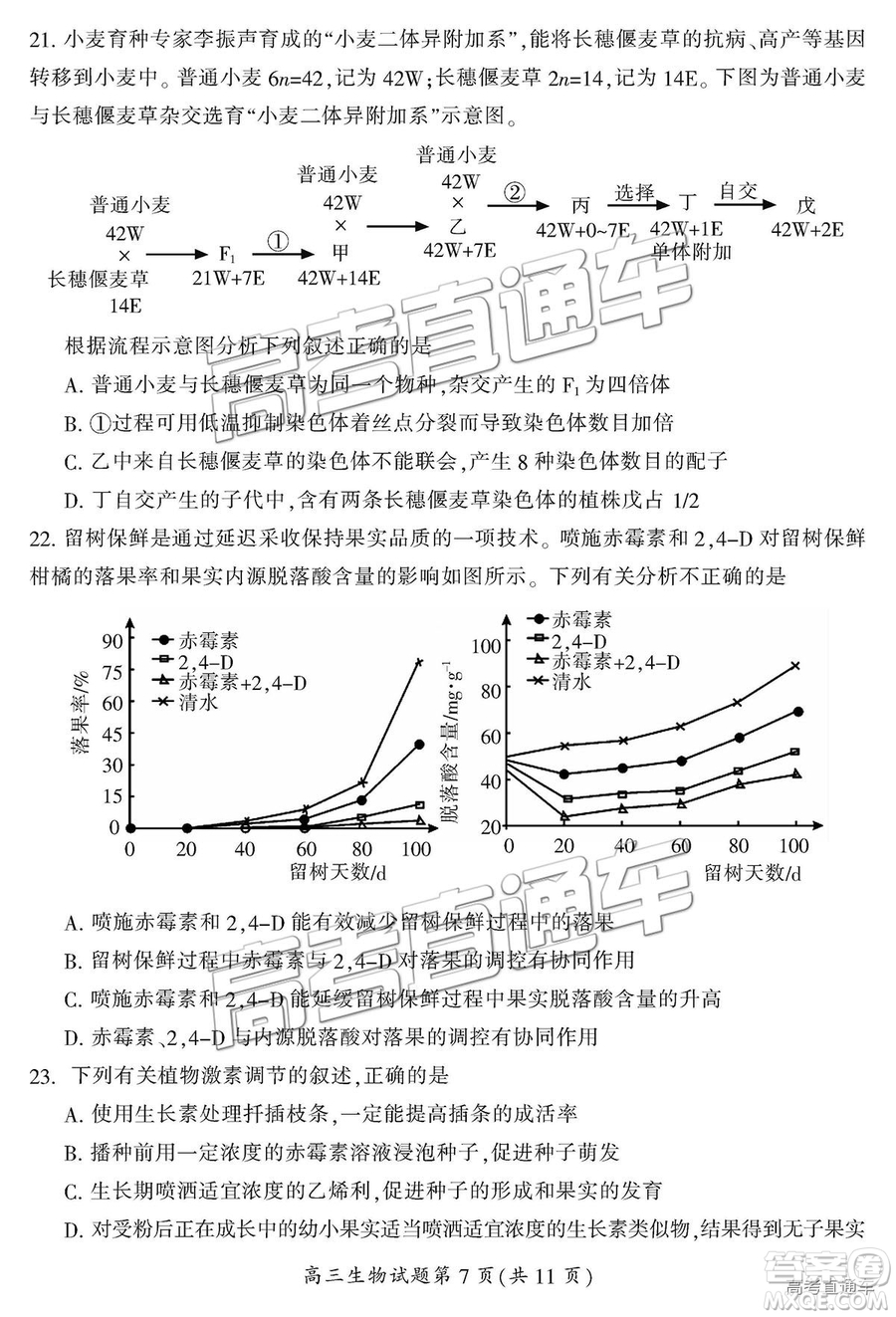 2019屆湖南省郴州市高三第一次質(zhì)量檢測理綜試題及參考答案