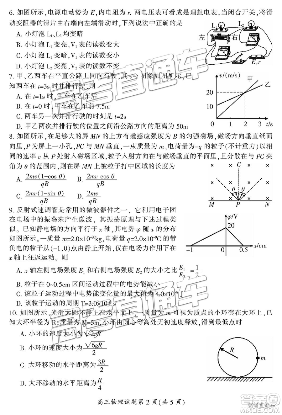 2019屆湖南省郴州市高三第一次質(zhì)量檢測理綜試題及參考答案