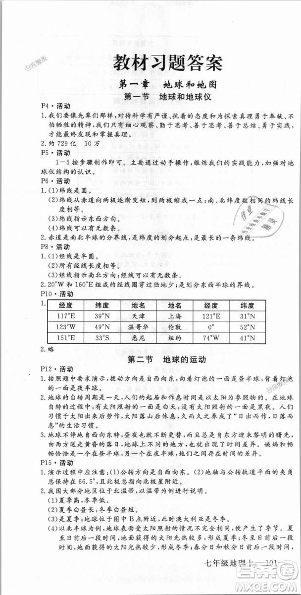 9787543083677學(xué)練優(yōu)地理七年級(jí)上冊(cè)2018秋優(yōu)翼叢書(shū)J版RJ人教版答案