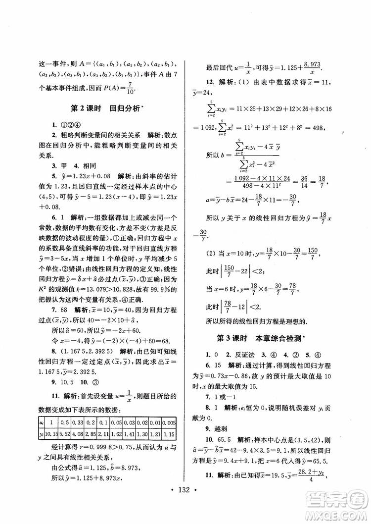 2018秋南通小題高中數(shù)學選修1第6版參考答案