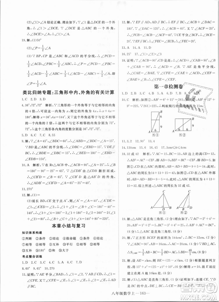 BS優(yōu)翼叢書2018北師大版學(xué)練優(yōu)核心素養(yǎng)提升訓(xùn)練數(shù)學(xué)八年級上冊答案