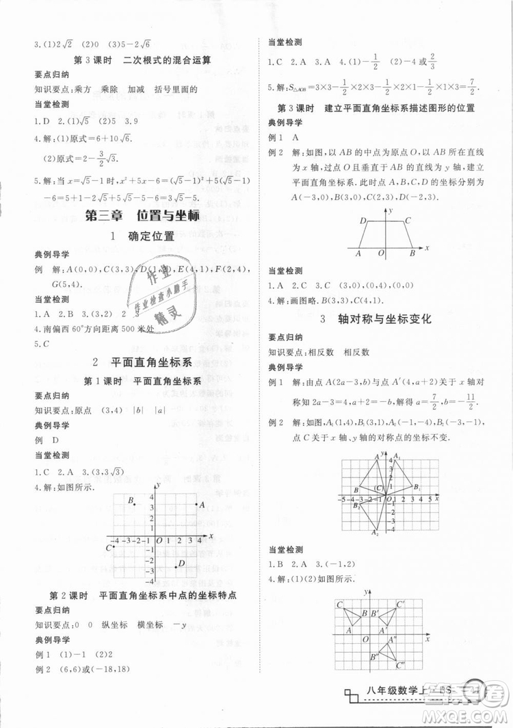 BS優(yōu)翼叢書2018北師大版學(xué)練優(yōu)核心素養(yǎng)提升訓(xùn)練數(shù)學(xué)八年級上冊答案