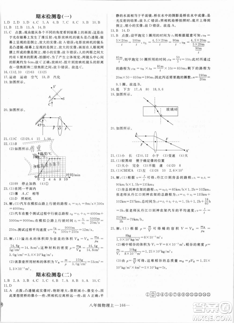 湖北專用2018優(yōu)翼叢書優(yōu)干線學練優(yōu)物理RJ八年級上冊參考答案