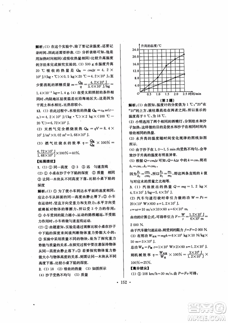 9787564135089高分拔尖提優(yōu)訓(xùn)練九年級物理上冊2018年新課標(biāo)江蘇版參考答案