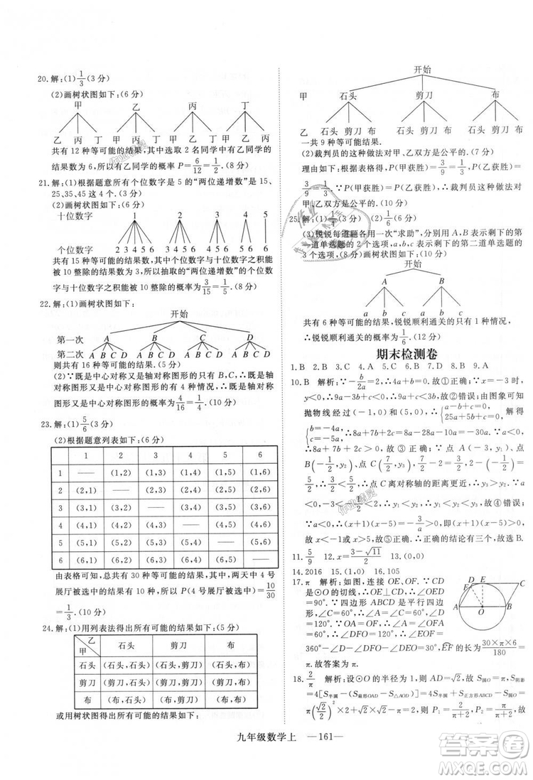 人教版優(yōu)翼叢書2018秋版學(xué)練優(yōu)九年級數(shù)學(xué)上冊RJ參考答案