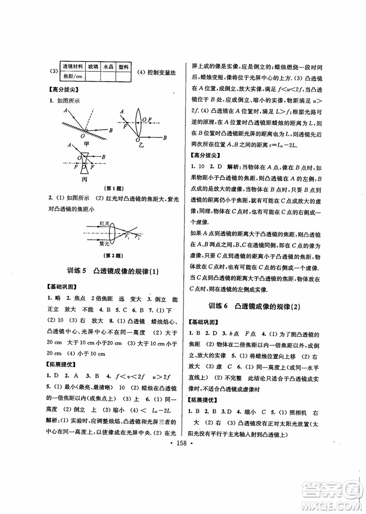 2018秋高分拔尖提優(yōu)訓(xùn)練八年級(jí)物理上冊(cè)江蘇版參考答案