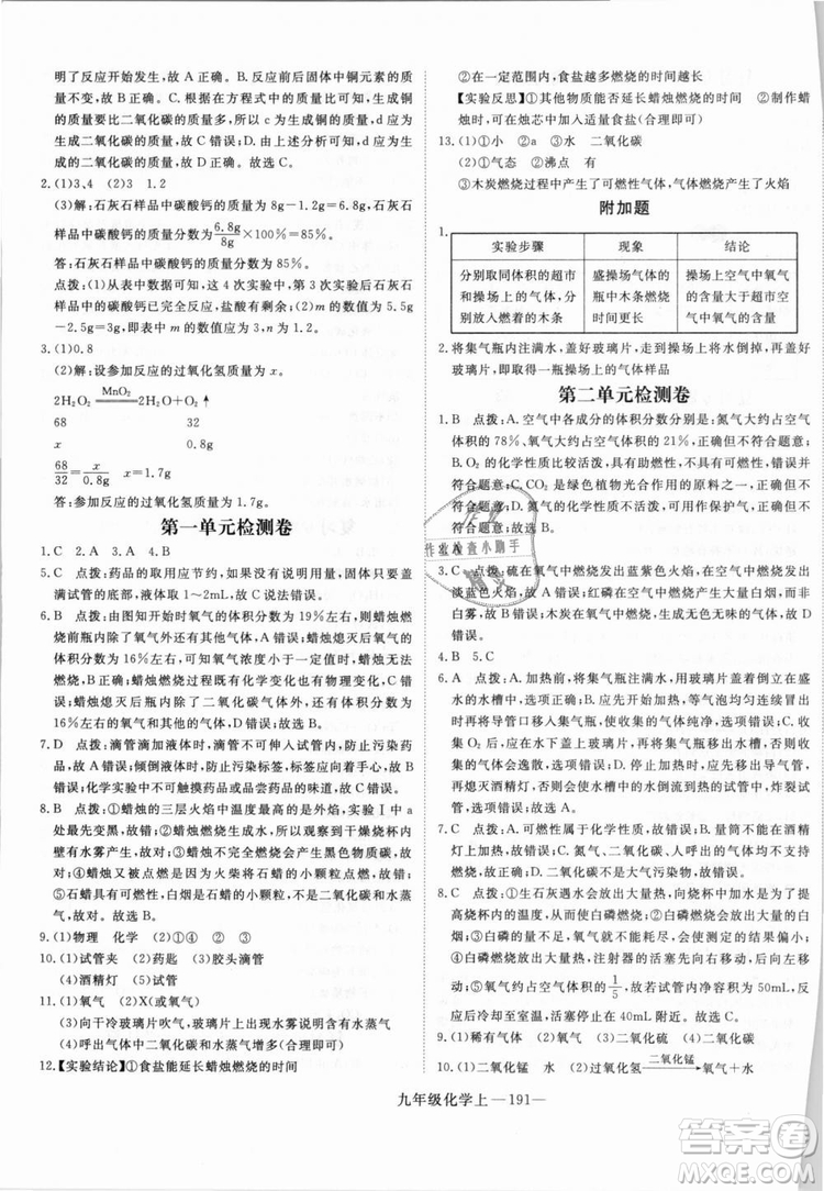 湖北專用2018學練優(yōu)優(yōu)翼叢書化學R人教版九年級上冊答案