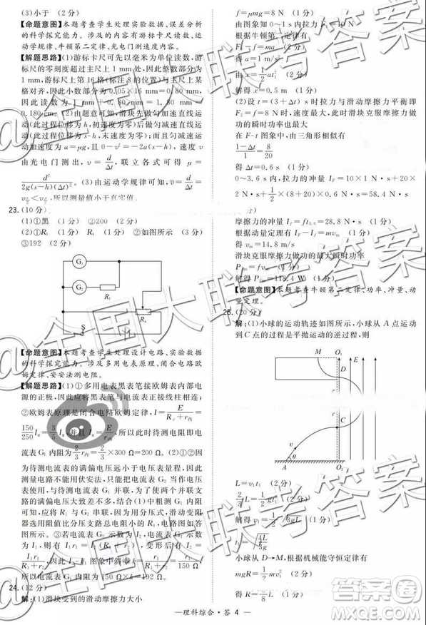 超級全能生2019高考全國卷26省12月聯(lián)考甲乙卷理綜參考答案