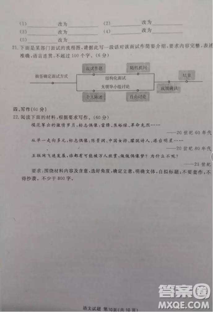 2019四川省眉山、遂寧、廣安、內(nèi)江四市聯(lián)考語(yǔ)文試題及答案