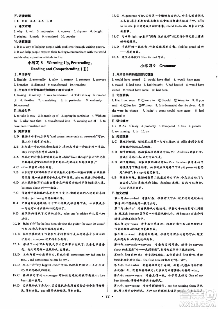 2019版導(dǎo)與練高中同步小題巧練英語選修6人教版參考答案