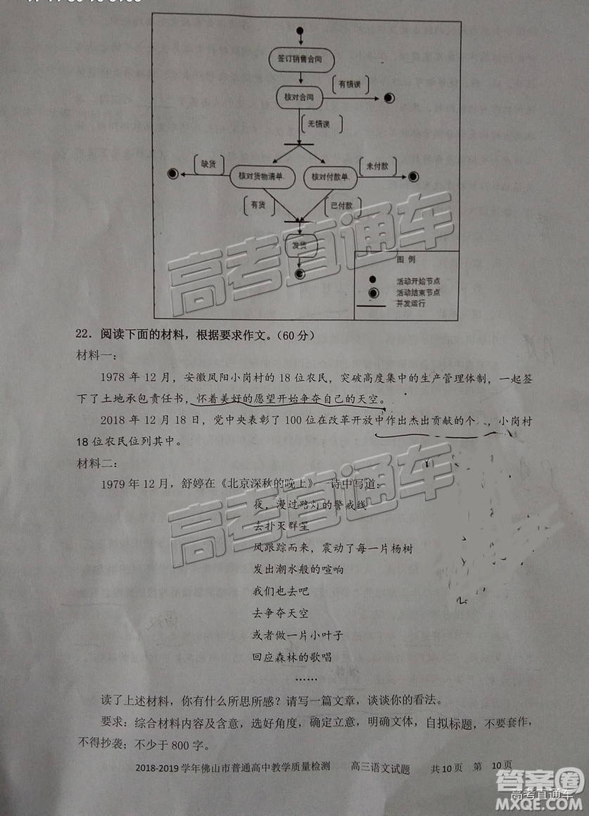 2019佛山一模語文試題及參考答案