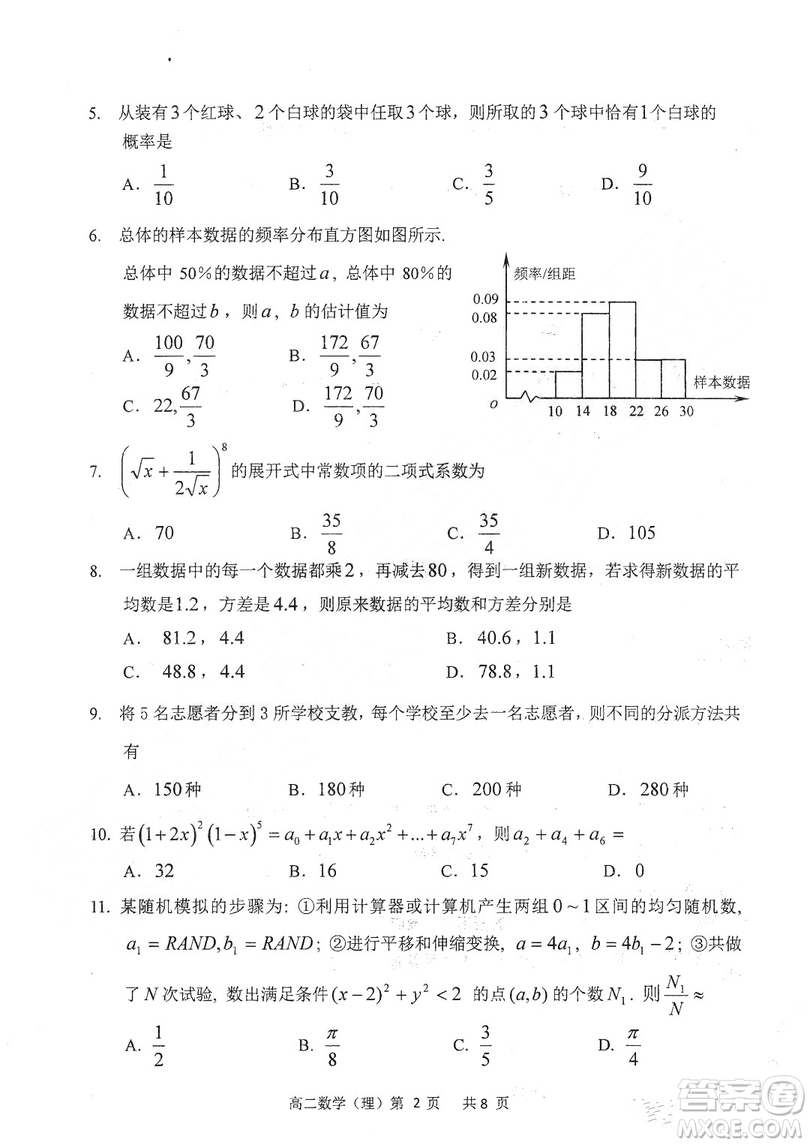 哈三中2018-2019學(xué)年度高二上期末測試?yán)砜茢?shù)學(xué)試卷及答案解析