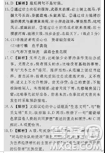 衡中同卷2019年調(diào)研卷普通高等學(xué)校招生全國(guó)統(tǒng)一考試模擬試題二語(yǔ)文試題及答案