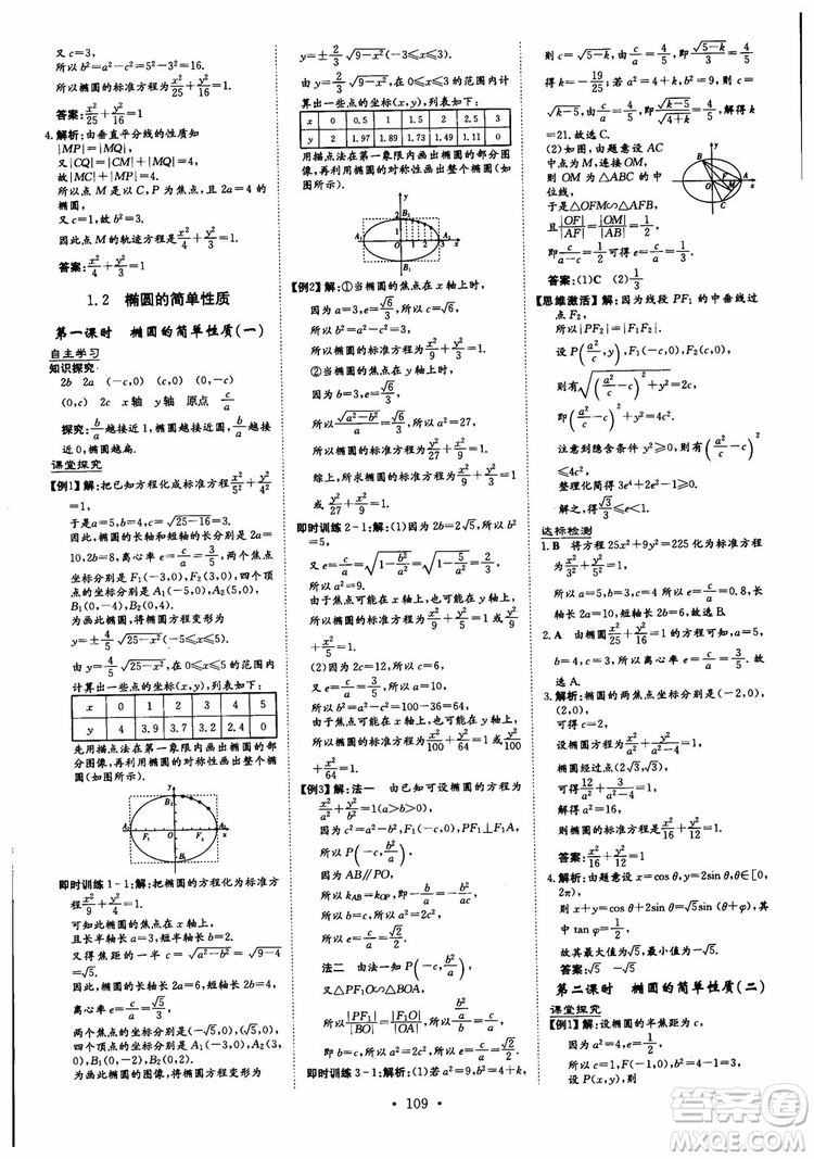 2019版百年學(xué)典高中全程學(xué)習導(dǎo)與練選修1-2數(shù)學(xué)BSD北師大版參考答案