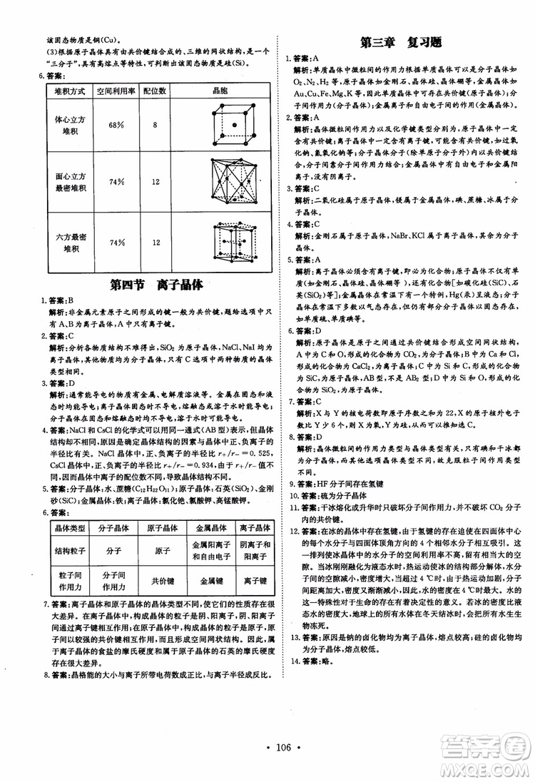 2019版百年學(xué)典高中全程學(xué)習(xí)導(dǎo)與練選修3化學(xué)物質(zhì)結(jié)構(gòu)與性質(zhì)人教版參考答案