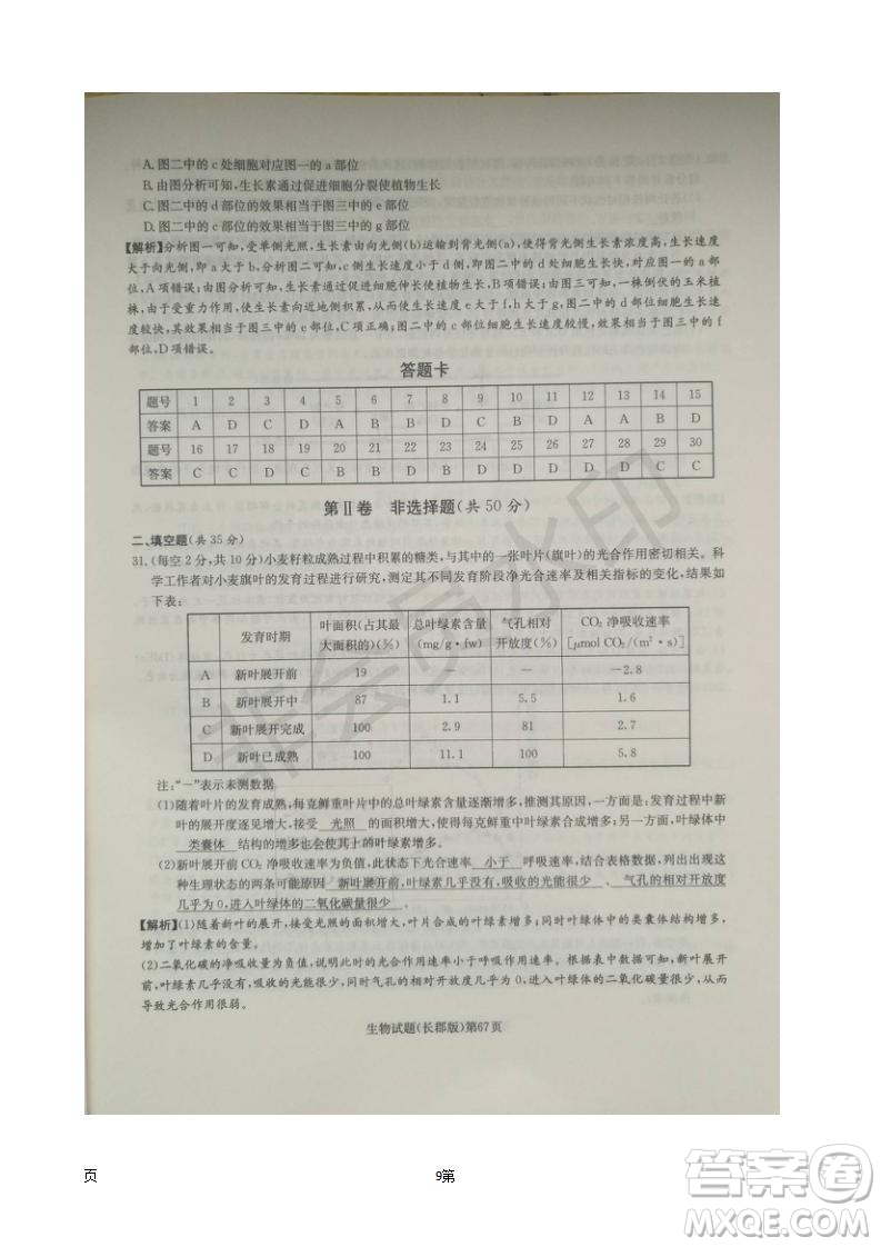 湖南長(zhǎng)郡中學(xué)2019屆高三月考試卷五生物試題及答案解析