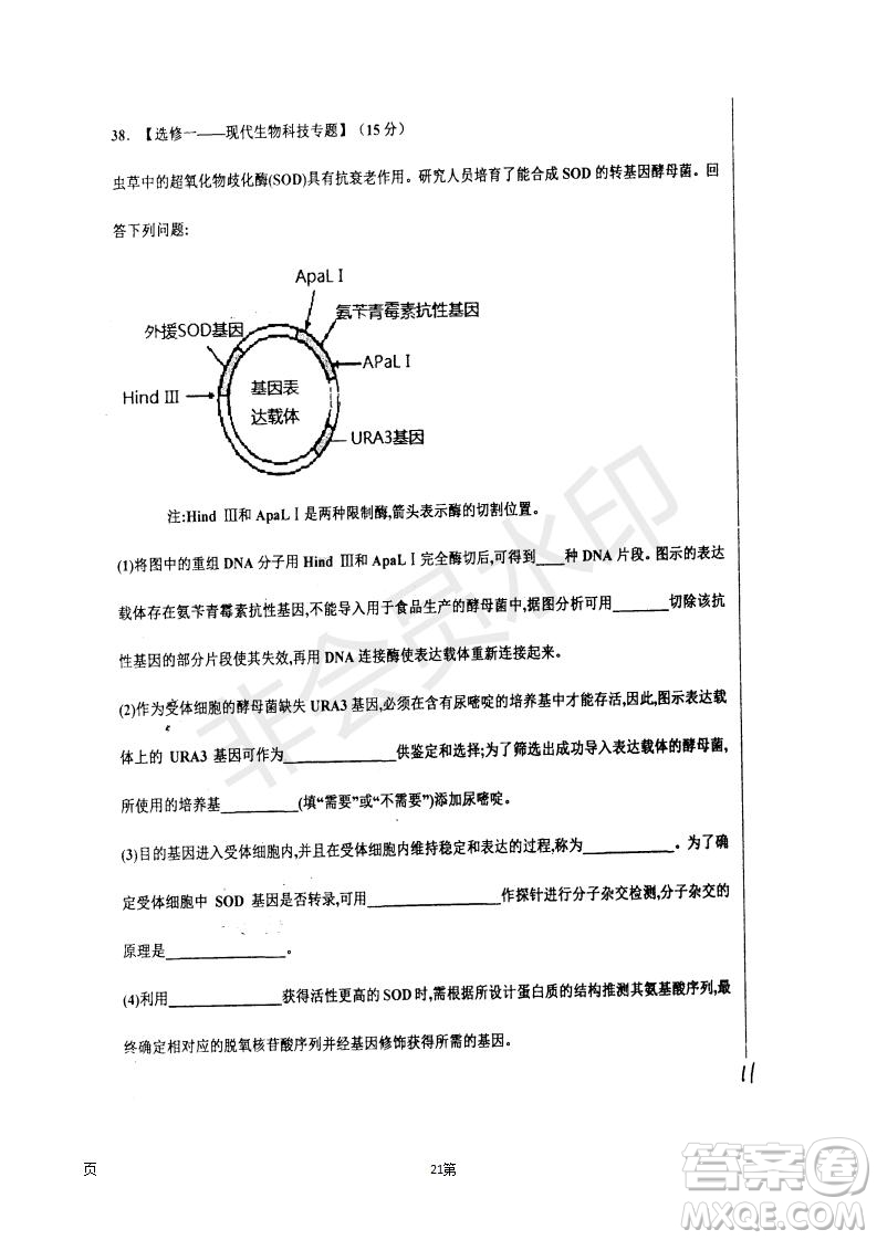 2019屆河北省衡水中學高三上學期七調(diào)考試理科綜合試題及答案