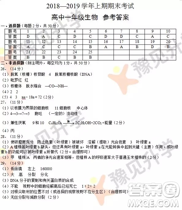 2018-2019鄭州高一年級上學(xué)期期末考試語文參考答案