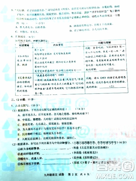 廣州市白云區(qū)2018學(xué)年第一學(xué)期學(xué)業(yè)水平調(diào)研測(cè)試九年級(jí)語(yǔ)文試卷及答案解析