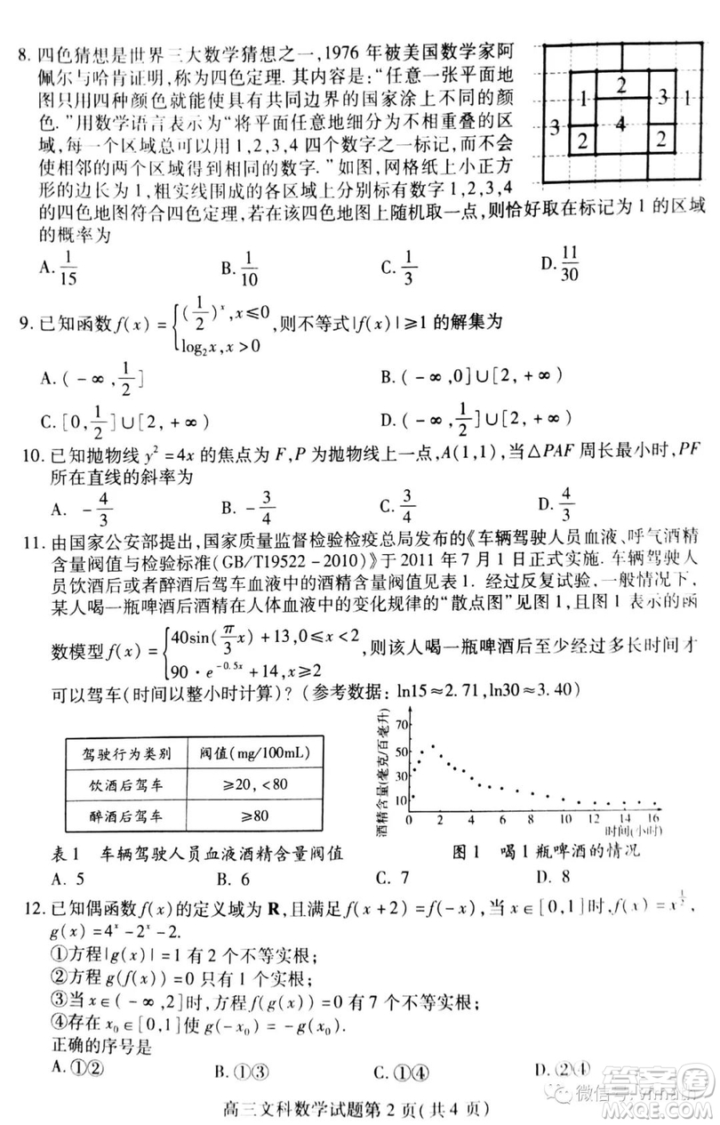 2019年濰坊高三上學(xué)期期末考試文數(shù)試題及答案